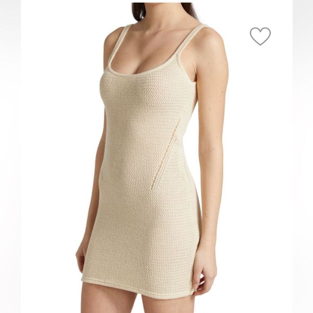 Rag & Bone Lena Light Dove Knit Scoopneck Mini Dress Organic Cotton M